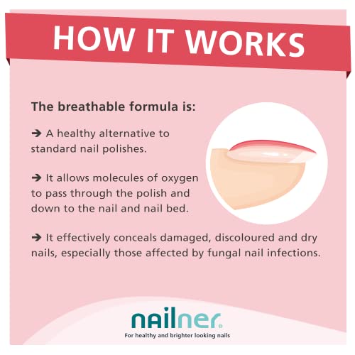 Nailner Breathable Nail Polish 8 ml - Gentle Nail Varnish Suitable for Use with All Nailner Fungal Nail Treatments - Conceals Dry Damaged Discolo