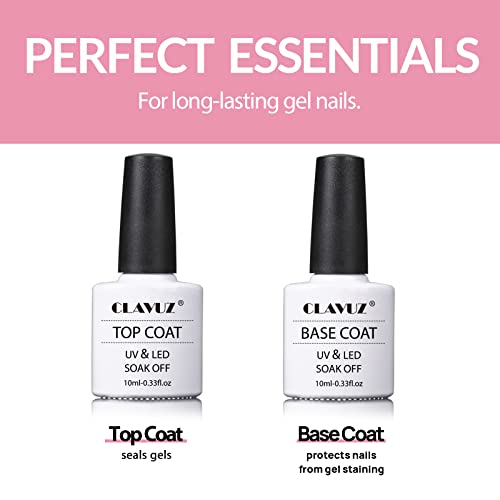 Gel Polish Soak Off CLAVUZ Top Base Coat UV LED Nail Polish+Nail Art Brush Nail Art 10ml