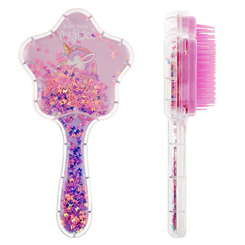 Hair Brush,Paddle Hairbrush for Little Girls Kids(age 3-8),Easily Glide Through Knots No Pull,Unicorn Glitter Bristle Tangle Brushes(pink)