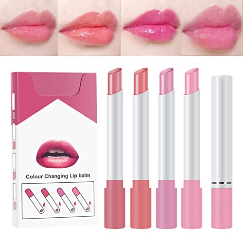 Plumping Lip Gloss Set,Lipstick Sets 4 Pcs High Pigmented Nude Cigarette Lipgloss, Long Lasting Waterproof Shimmer Liquid Lipsticks,Makeup Sets F