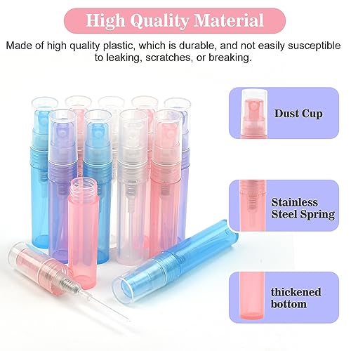 KITERI 40 Pcs Mini Spray Atomizer Empty Bottles, 2ml Mini Spray Bottle Refillable Perfume Empty Sample Bottle Sprayer Portable Mist Plastic Sampl