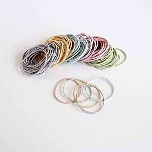 Elastic Hair Bands (50 Pieces), 2mm Elastic Hair Ties Ponytail Holders, Bulk Hair Ties No Metal Gentle Elastics for Women Men Girls Kids - Black