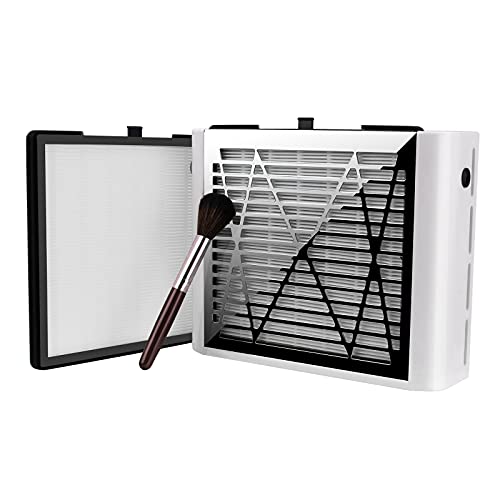 BRANTMAKER Nail Dust Collector with Brush and 2 Reusable Filters, 60W Nail Dust Extractor for Home Salon Use, Vacuum Dust Fan for Acrylic Nails (