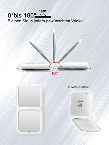 Compact Mirror Magnifying Pocket Mirror 10X Small Travel Folding Mirror for Handbag Square 3.5 inch (Silver)