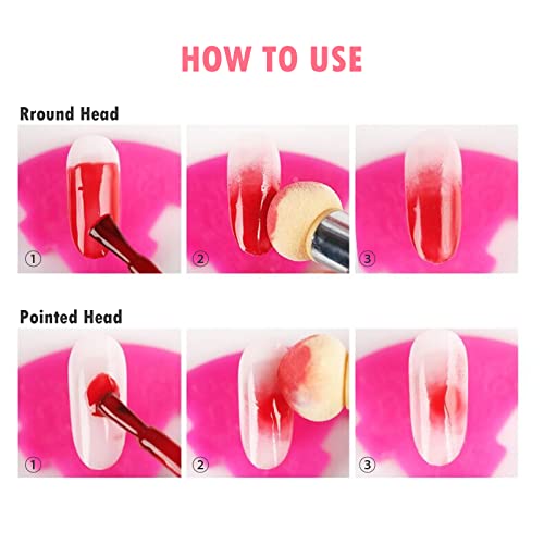 Qufiiry Nail Sponges for Ombre, Sponge Nail Art Brush, Double Headed Ombre Nail Sponge with 4 Replacement Heads, for Gradient Nail Design