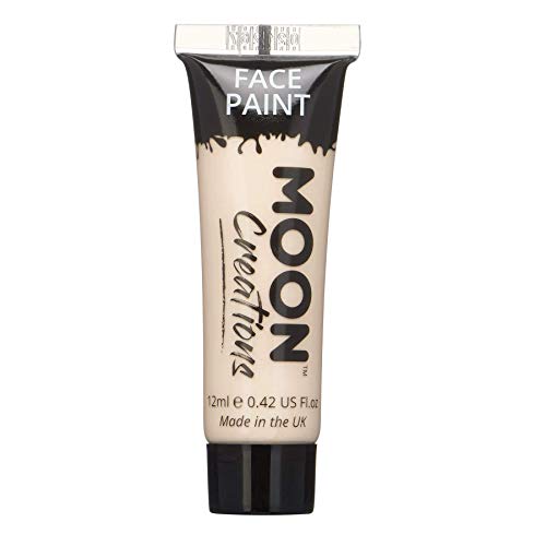 Moon Creations Face & Body Paint Tubes | White | 12ml | Ready to Use Face Paint | No Flake | Cruelty Free, Made in UK | Face Paint for Kids, Adul