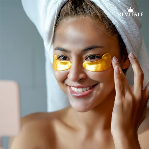 Revitale 24k Gold Gel Collagen under Eye Patches, Nourish, Firm & Hydrate Masks, Helps Reduce Puffy Eyes & Dark Circles (30 Pairs/Jar)