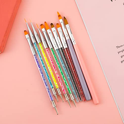 Acrylic Nail Art Brushes Set, Thin Nail Liner Brush, 10pcs Nail Painting Brushes Colorful Nail Art Clean Up Brushes & Dotting Pen DIY Design Tool