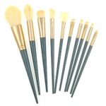 ZHIYE 10Pcs Makeup Brushes Set, Green Professional Face Make-up Brush Set, Suitable for Eye Shadow, Foundation, Concealer, etc