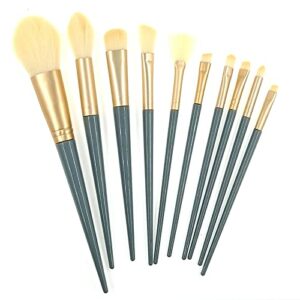 ZHIYE 10Pcs Makeup Brushes Set, Green Professional Face Make-up Brush Set, Suitable for Eye Shadow, Foundation, Concealer, etc