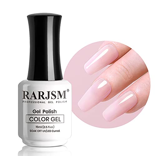 RARJSM Gel Nail Polish Milky Rose LED UV Gel Soak Off Clear Nude Light Pink French Manicure Transparent Jelly Nail Gel Polish Varnish Curing Requ