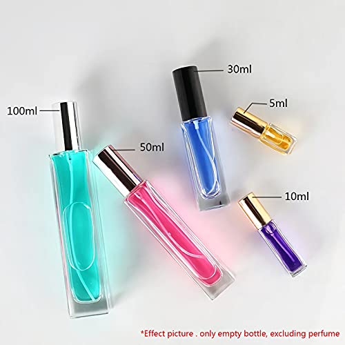 BasicPacking Pack of 6, Transparent 30 ml Portable Perfume Bottles Spray Perfume Atomizer Bottle with Gold Lids, Square Thickened Glass Perfume A
