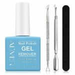 Nail Polish Remover, Peel off in 3-5 Min, Quick & Easy Removes Gel Nail, Acrylic & Shellac Nails with Nail File + Cuticle Pusher + Nail Polish Sc