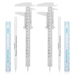6Pcs Eyebrow Mapping Tools, 2Pcs Eyebrow Measuring Ruler 2Pcs White Marker Pen with 2Pcs Paper Ruler, Skin Marker Eyebrow Makeup Position Mark To