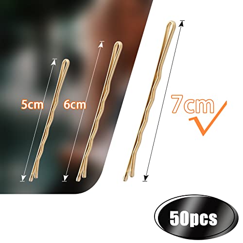 Mbsomnus 7cm Hair Grips - 50pcs Blonde Hair Pins, Bobby Pins Waved, Long Kirby Grips - Essential Hair Accessories for Women & Girls, Ideal for Al