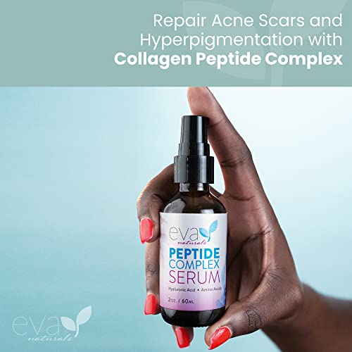 Collagen Peptide Complex Serum by Eva Naturals (60ml) - Best Anti-Aging Face Serum Reduces Wrinkles and Boosts Collagen - Heals and Repairs Skin