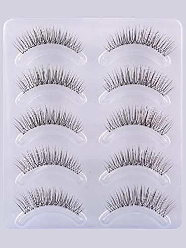 GMAGICTOBO Natural False Eyelashes Short Clear Band Lashes Pack Wispy Lashes Light Volume Soft Strip Fake Eyelashes 5 Pairs Multipack