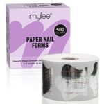Mylee 500Pcs Nail Paper Forms, Professional Nail Art Tools for Nail Extensions, Self-adhesive Nail Modelling Stencils, Use with Poly Nail Gel, Bu
