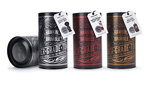 Hawkins & Brimble Premium Grooming Gift Set - Shave Cream & Aftershave Balm | Good Lather and Post Shave Moisturiser (Red)