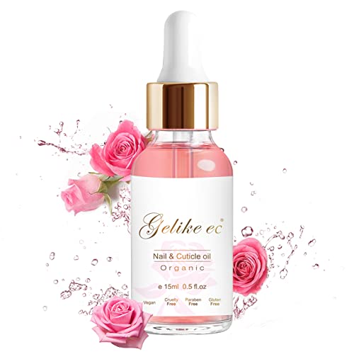 Gelike ec Organic Cuticle Nail Oil 15ml Vitamin B& E Essential Oil Moisturize with Convinient Dropper Design, Nail Cuticles Oils Treatment Damage