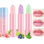 3 Pcs Color Changing Lipstick Lip Balm, Temperature Color Changed Lip Tint Stain Gloss Balm Long Lasting Waterproof Moisturizer Jelly Crystal Lip