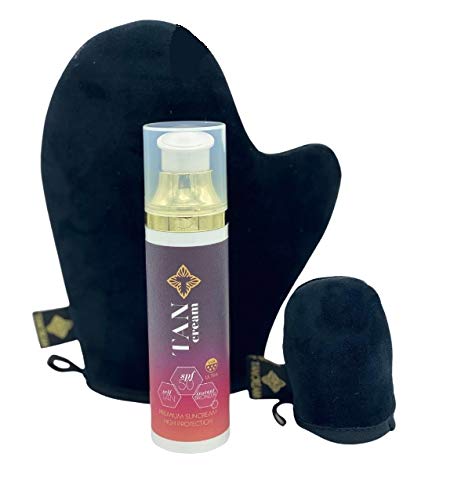 Bundle - 100ml bottle of Tancream All in One Self Tan and Luxury Moisturiser, and Set of 2 Luxury Tancream Tanning Mitts