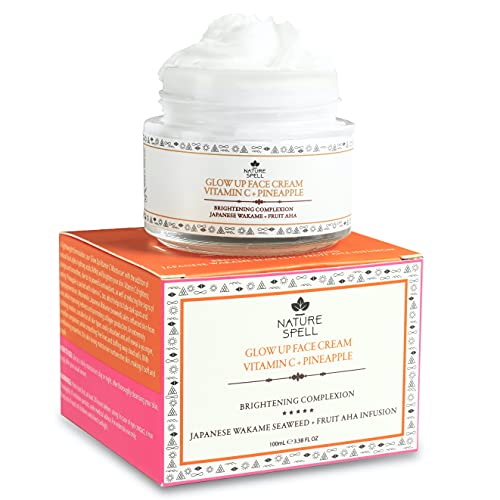 Nature Spell Vitamin C Face Cream Moisturiser 100 ml – Brightening Face Cream – Infused with Japanese Wakame Seaweed– Targets Dark Spots – Suitab
