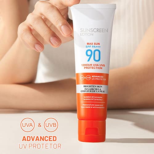 Spf 90 Sun Screen Face Lotion | Natural Broad Spectrum Sun Block | Natural Oil-Free Broad Spectrum Sun Screen Protector | Uva/Uvb Sun Block Lotio