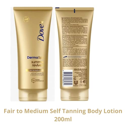 Self-Tan Bundle Contains Dove DermaSpa Summer Revived Self- Tanning Body Mousse 150m x1, Body Lotion 200ml x1 And Face cream 75ml, For Fair to Me
