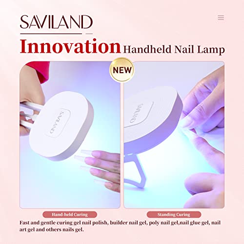 Saviland Mini Nail Lamp - 36W Portable Handheld Mini U V/LED Nail Light for Gel Nails Curing All Soak-Off U V Folding Stand Nail Dryer Easy to Us