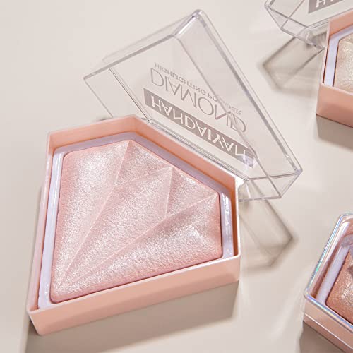 Blushers For Cheeks Make Up, Highlighter Blush Shimmer Blusher, 3D Diamond Long Lasting Contour Palette Brighten Skin Blendable & Buildable Bronz
