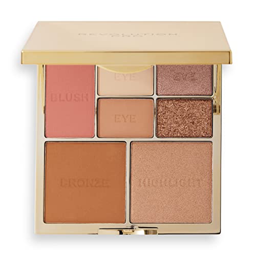 Revolution Pro, True Love Eye & Face Palette, Face Blusher/Bronzer/Highlighter, x4 Eyeshadow Pans, 7 Pan Multi-Use Makeup Palette, Matte & Shimme