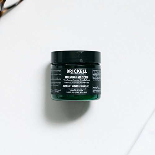 Brickell Men's Renewing Face Scrub for Men, Natural and Organic Deep Exfoliating Facial Scrub Formulated with Jojoba Beads, Coffee Extract and Pu