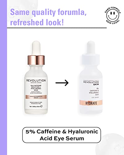Revolution Skincare 5% Caffeine & Hyaluronic Acid Under Eye Serum, Reduces Dark Circles & Under Eye Puffiness, Vegan & Cruelty-Free, 30ml