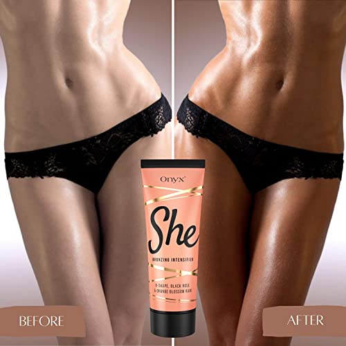 Onyx SHE Sunbed Lotion for Women - Tanning Accelerator & Bronzer Cream for Fair Skin - Skin Moisturiser & Anti-Aging Complex