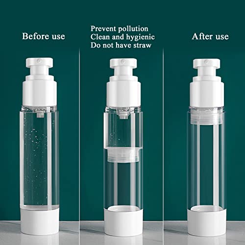 JamHooDirect 30ml Airless Pump Bottle Refillable Empty Clear Bottle Travel Containers/Vacuum Press Pump Bottles With Funnel and Label for Perfume