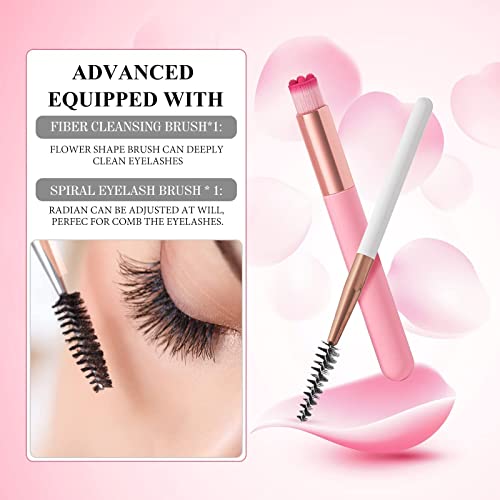 Eyelash Extension Cleanser 60ml +Mascara Wand+ Brush Eyelid Foaming Cleanser,Eyelash Wash and Lash Bath for Extensions,Paraben & Sulfate Free,Mak