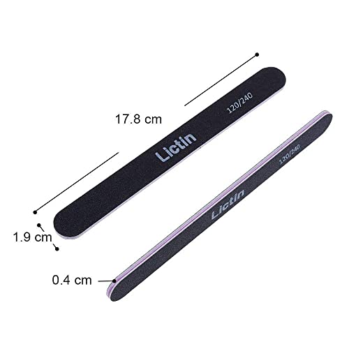 Lictin Pack of 16 Professional Nail Files Double Sided Emery Board (120/240 Grit) …