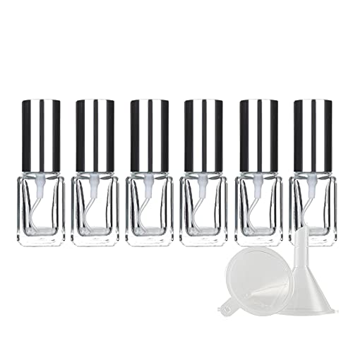 BasicPacking Pack of 6, Transparent 30 ml Portable Perfume Bottles Spray Perfume Atomizer Bottle with Gold Lids, Square Thickened Glass Perfume A