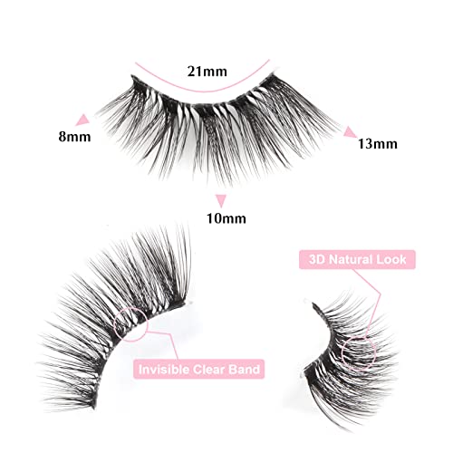 Glowingwin Half Lashes with clear band Fake Lashes Cat Eye Lashes Natural Look False Eyelashes 10 Pairs Corner Lashes 3/4 Lashes Handmade Transpa