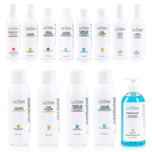 LaRosa ACETONE Gel Polish Remover 100% PURE Acetone Nail Polish Remover, nail glue remover for false nails and acrylic, pleasant Lemon aroma 250