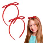 Opopark 2 Pcs Red Bow Hairband Band, Vintage Headbands Knot Hairband Hair Accessories for Women and Girls,Gift Hair Accessories for Child,Service