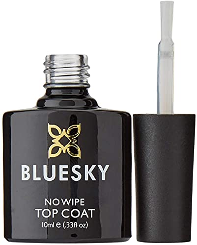 Bluesky Gel Polish No Wipe Top Coat, Soak Off LED UV Gel Nail Top Coat, High-Gloss Finish, Clear, 10ml