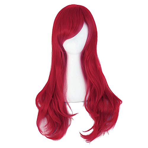 MapofBeauty 28" 70cm Long Curly Hair Ends Costume Cosplay Wig (Pink)