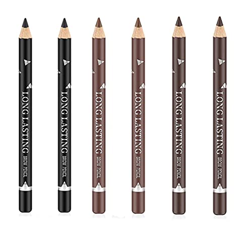 Go Ho 6 PCS Eyebrow Eye Liner Pencil Set,Easy to Color Waterproof Eyebrow Pencil,Professional Long-lasting Eyeliner Makeup Brow Tint Pen,3 Colors