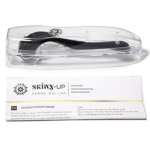Derma Roller 9 Sizes Skiny Up® All in Titanium 540 Micro Needle Roller for Beard Hair Skin Face, Includes Instruction Storage Case (0.5mm)
