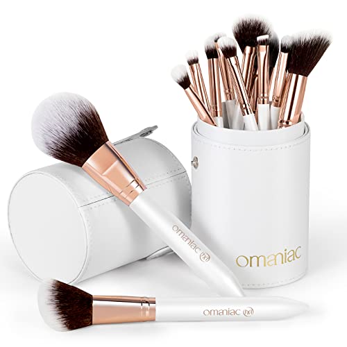 OMANIAC® Professional Makeup Brushes Set (12Pcs), Pearl Flash Handles, Comfortable To Hold And Easy To Use. Full Face Travel Make up Brushes Set