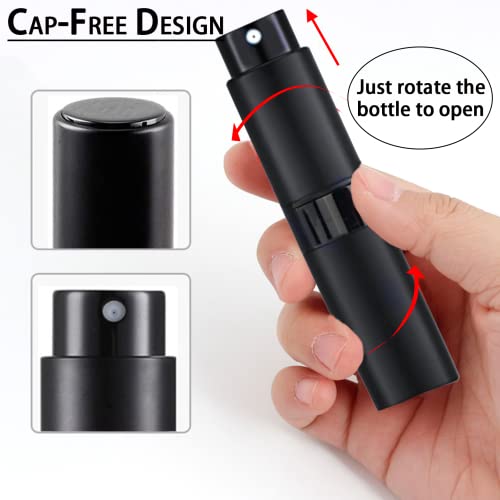 Perfume Atomiser, 4PCS Black Perfume Travel Bottle,Bottle Perfume Atomisers Refillable,Spray Bottle Easy Atomizer, Portable Refillable Perfume At