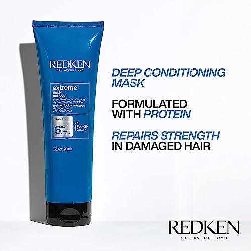 REDKEN Hair Mask Treatment, Fortifies & Strengthens Distressed Hair, Extreme, 250 ml