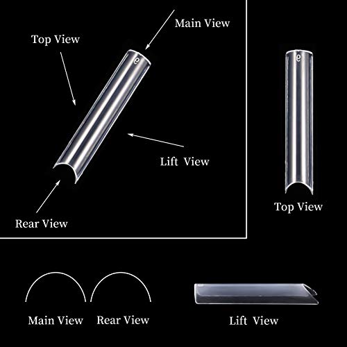 FANTESI 200 Pcs Extra Long Straight Square Nail Tips,c Curve Nail Tips Clear Nail Tips,full Cover Acrylic Fake Nails For Artificial Nail Tips Sal